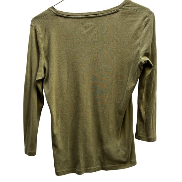 Talbots Olive Green Scoop Neck Top 3/4 Sleeves – Size Petite - Picture 2 of 4